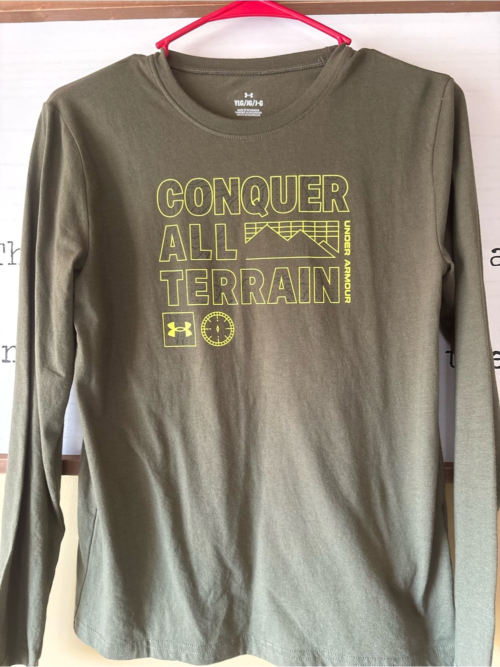 Under Armour Conquer Youth boys  All Terrain' Long Sleeve Shirt - Olive Green